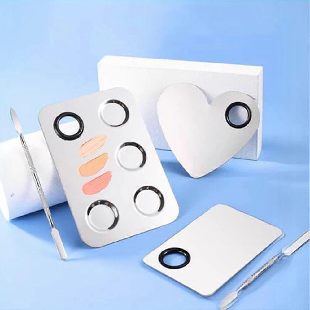 لوحة خلط المكياج ، صينية خلط معدنية من الفولاذ المقاوم للصدأ مع ملعقة