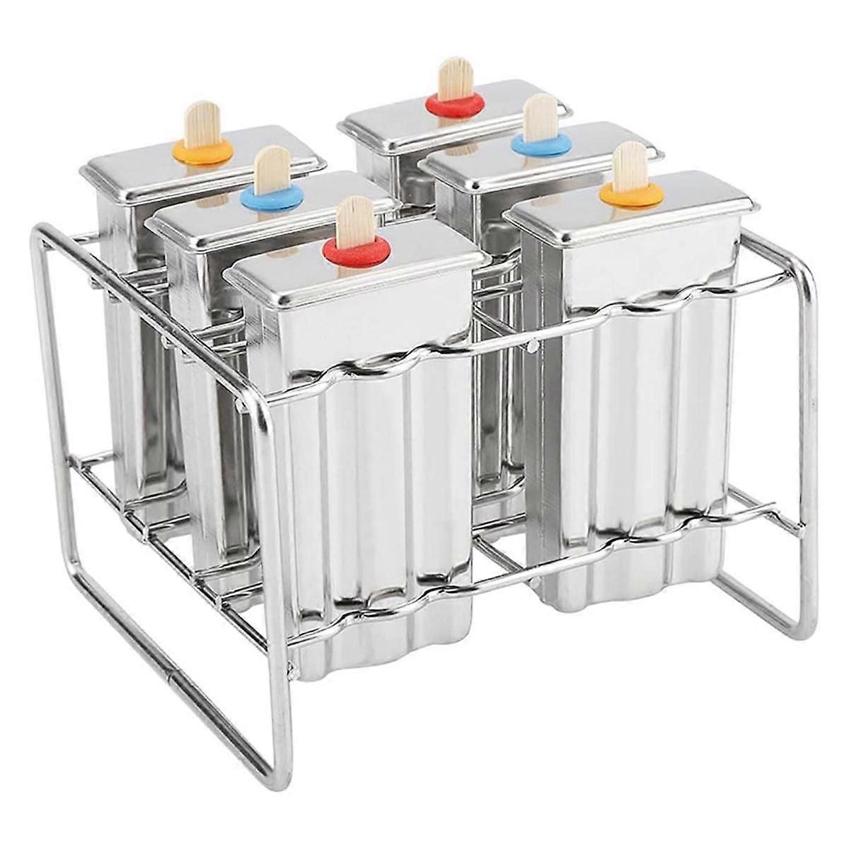 Edelstahl-Eiscreme-Form Eis am Stiel-Form Eiscreme-Eis DIY-Obst 6 Eisschalen-Form