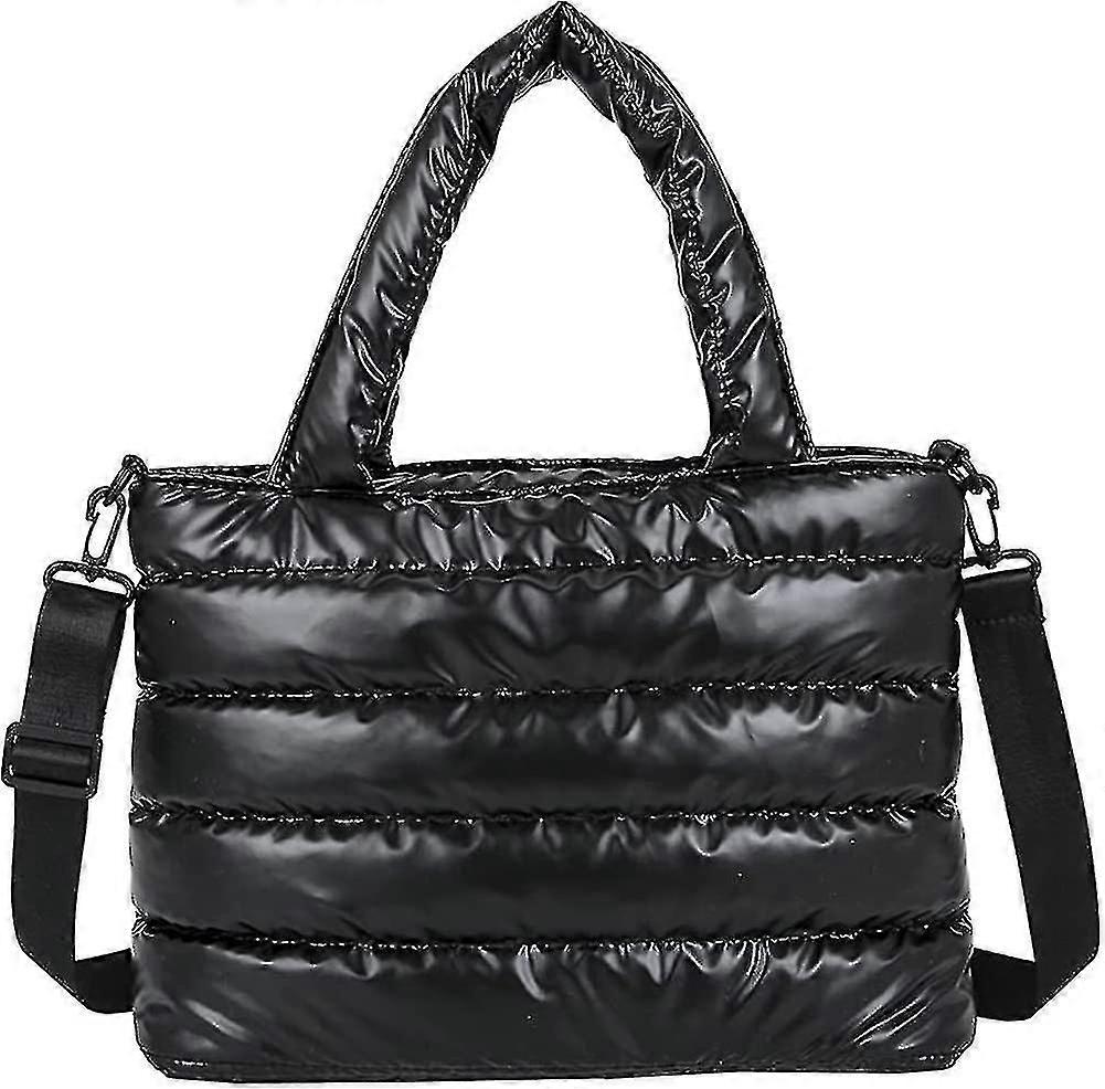 حقيبة حمل البخاخ للنساء مبطن منتفخ حقيبة يد خفيفة الوزن الشتاء أسفل القطن مبطن حقيبة الكتف أسفل الحشو - جيد