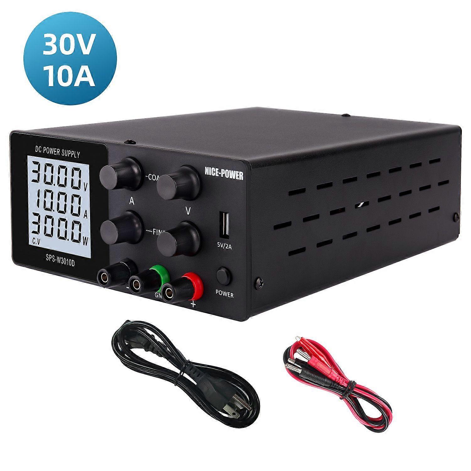 SPS-W3010D 0-30V 0-10A Adjustable Digital DC Power Supply Stabilizer Black