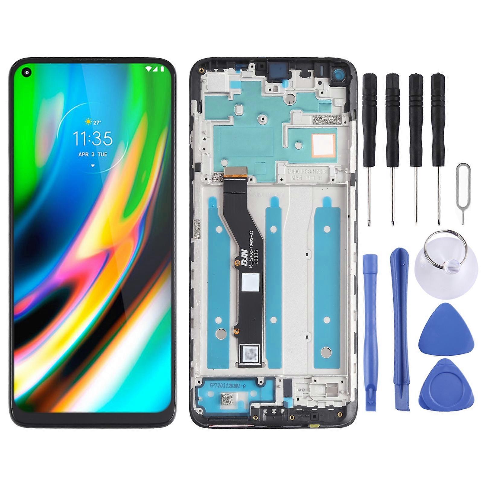 Ecran LCD TFT pour Motorola Moto G9 Plus XT2087-1 Numériseur Complet avec Cadre (Noir)
