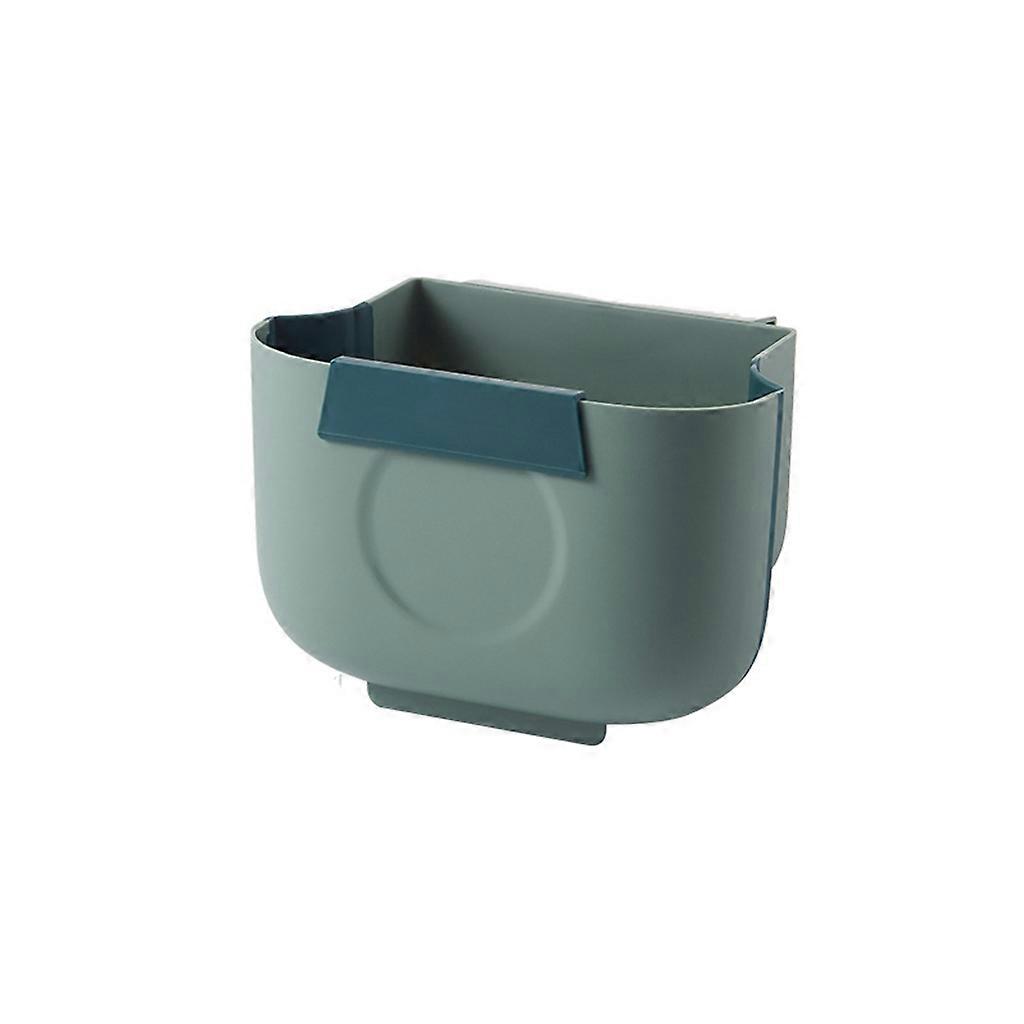 Wall Mounted Trash Can Foldable Thickened Garbage Bucket Round Moon Box  Green