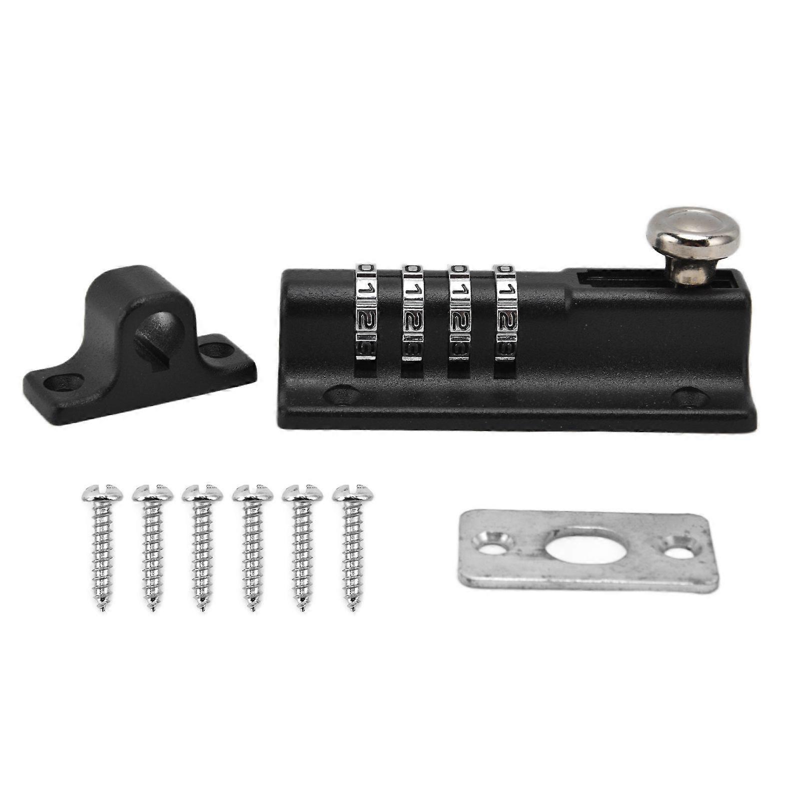 Combination Locking Bolt Safe Password Durable Rust Resistant Coating 4 Digit Lock Bolt for Pool Gate Fence FarmBlack