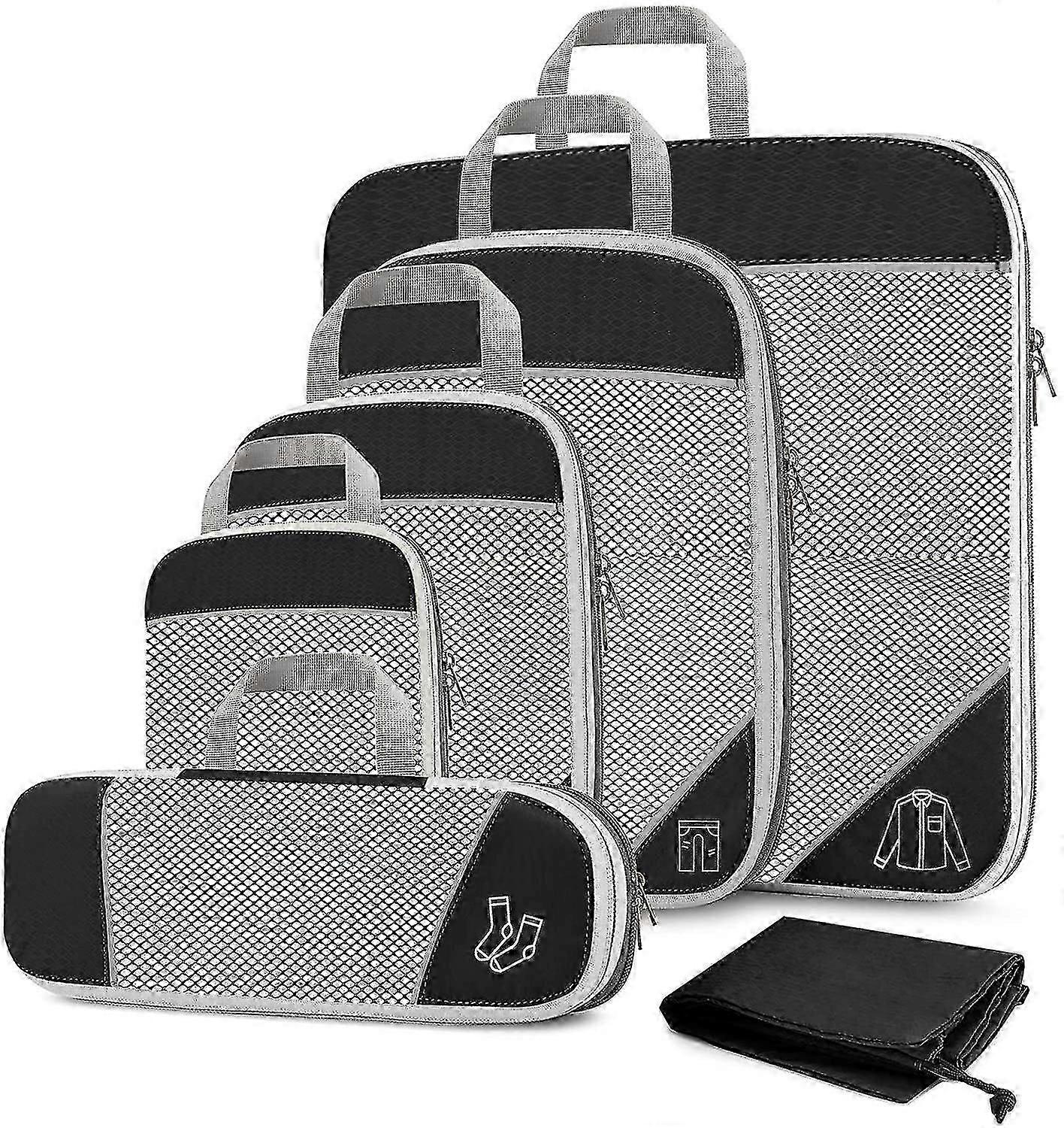 Travel Compression Packing Cubes, 6 Pack Expandable Duffle Bags