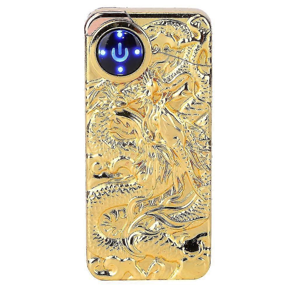 Fashionable Stylish Pattern Gold Dual Arc Touch-Sensing Pulse Cigarette Lighter