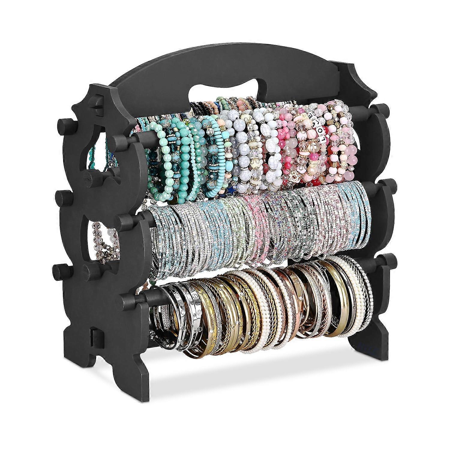 Wooden Bracelet Display Stand for Bangles and Scrunchies 8-Rod Size