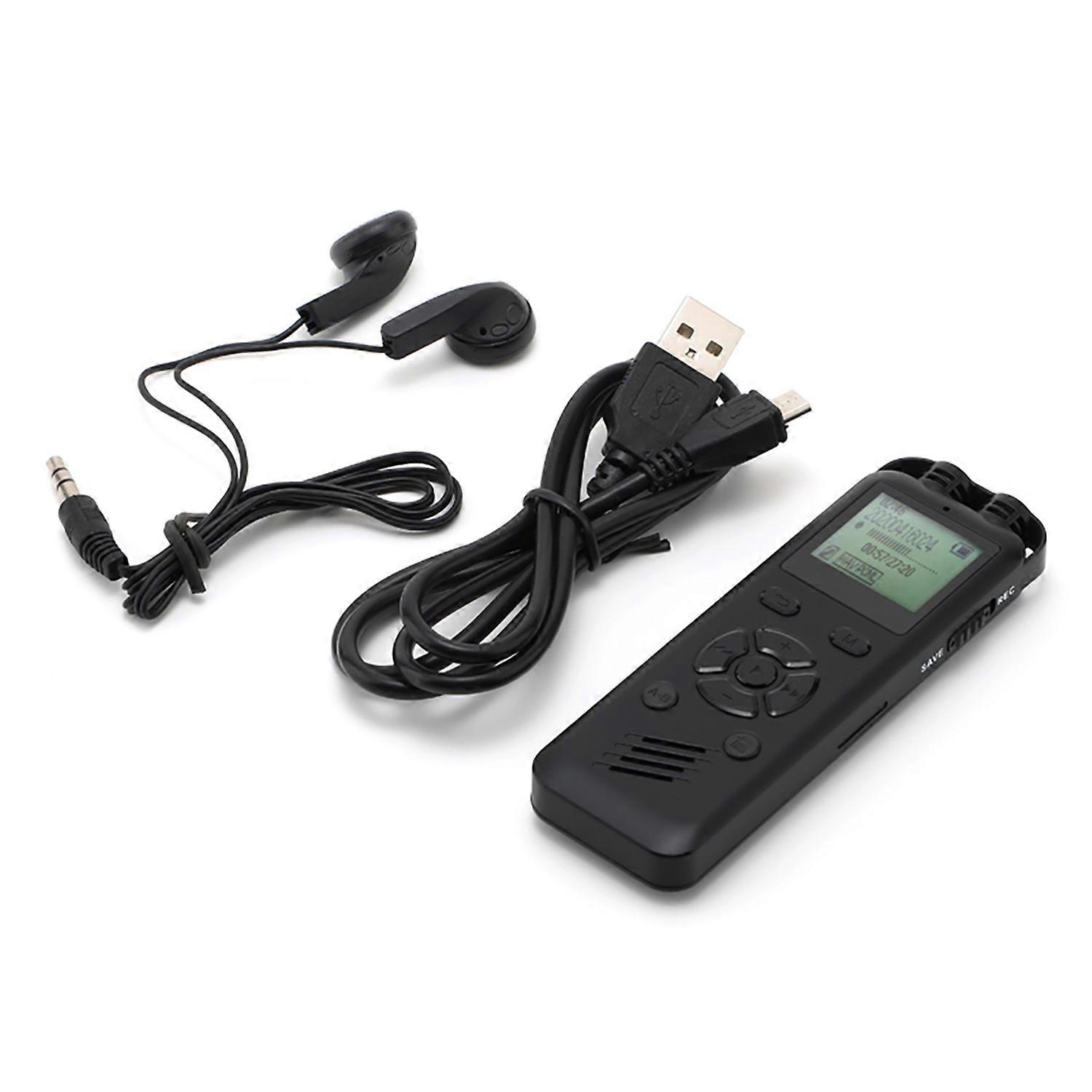 32GB Digital Voice Recorder Voice Activated Audio Recording Noise Reduction with Playback MP3 Music 