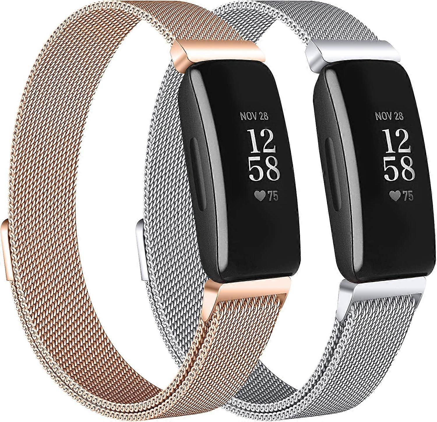 Bands, Compatible with Fitbit Inspire 2, Stainless Steel Metal Mesh Loop