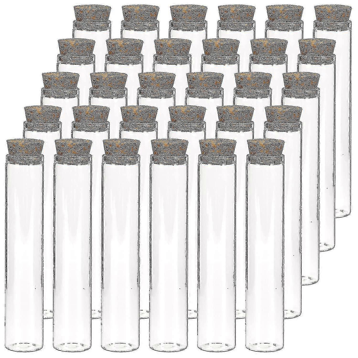 30pcs 25ml Glass Test Tubes, 20100mm Clear Flat Test Tubes With Cork Stoppers For Scientific Experiments, Bath Salt