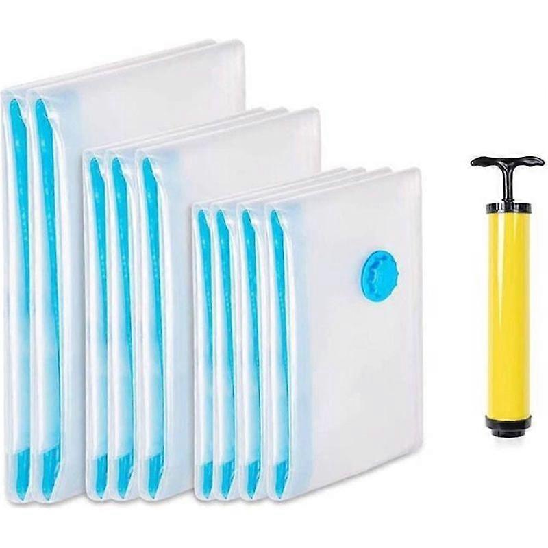 9 Pack Clear Vacuum Storage Bags with Hand Pump