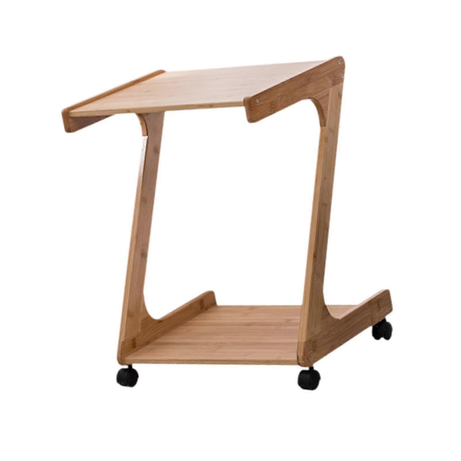End Table with Rolling Wheel Sofa Side Table for Bedroom Office Small Space Brown