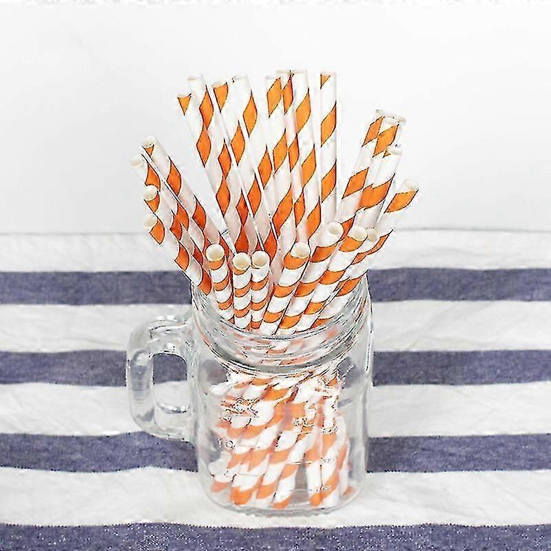 200pcs Striped Paper Straws Stripes
