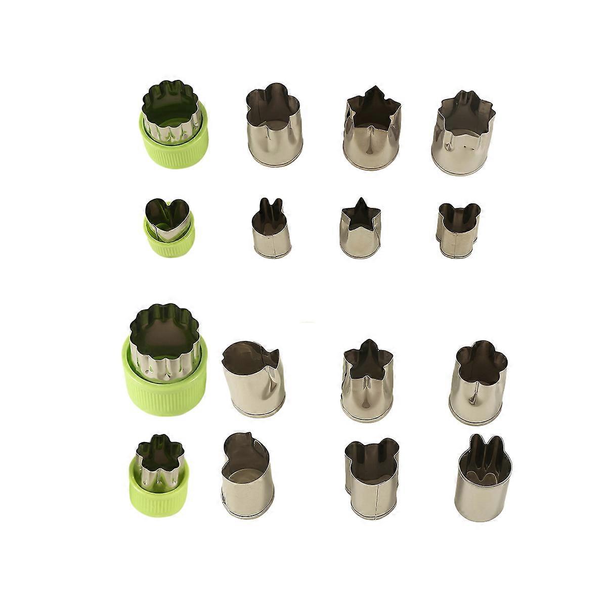 2 Pcs Vegetable Cutter Set, Mini Cookie Cutter Set, Fruit Biscuit Stamp Mold