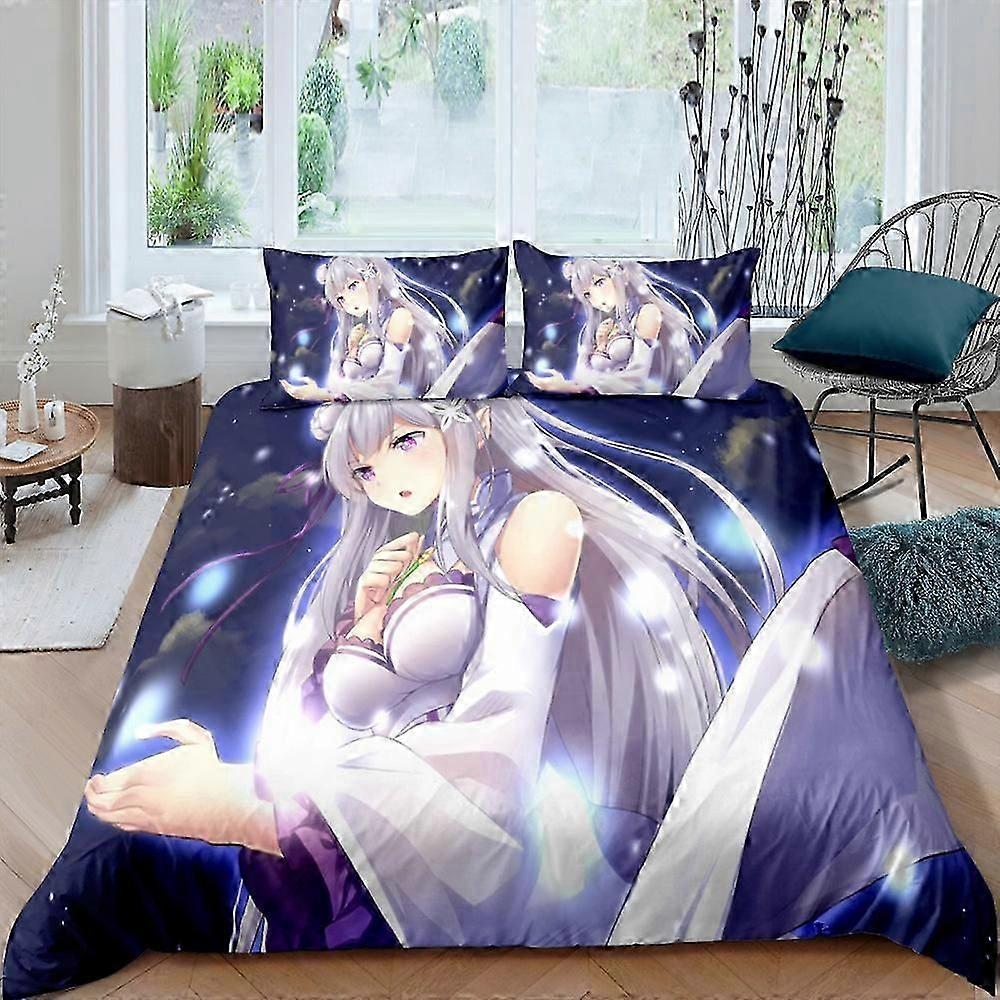 a1330 Prześcieradła Anime Re_Zero Zestaw pościeli Zestawy poszewek na kołdrę z kreskówek Kołdra Pościel Podwójna Pojedyncza wielkość Prezent Home Decor Prześcieradła dla dzieci iip1330