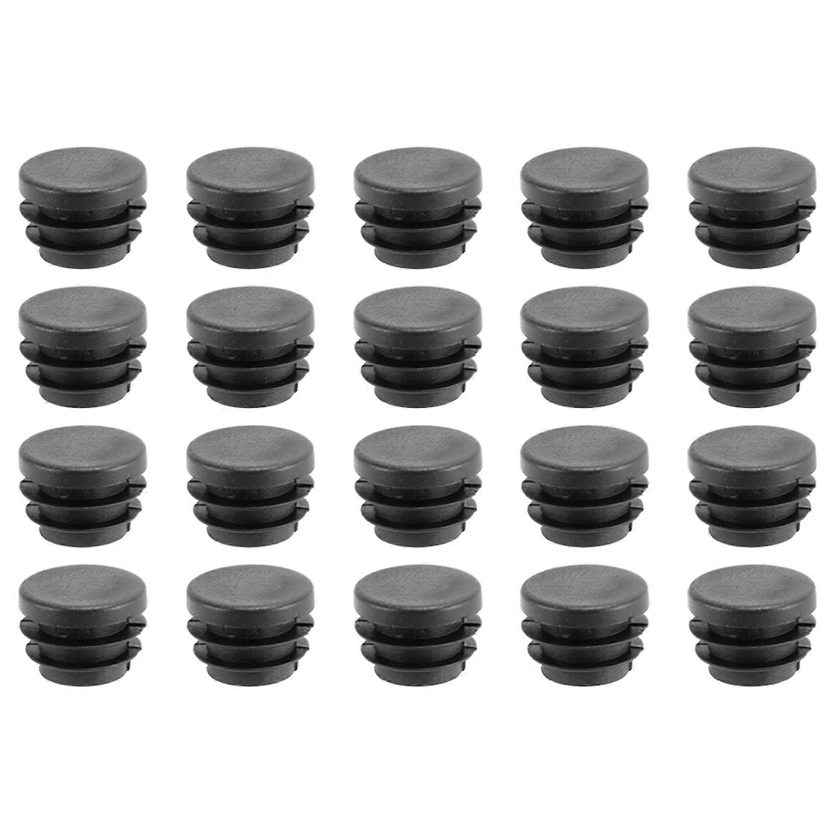 Tampas finais de em branco Tampa de inserção de tubo 19mm Dia 20 Pcs Preto