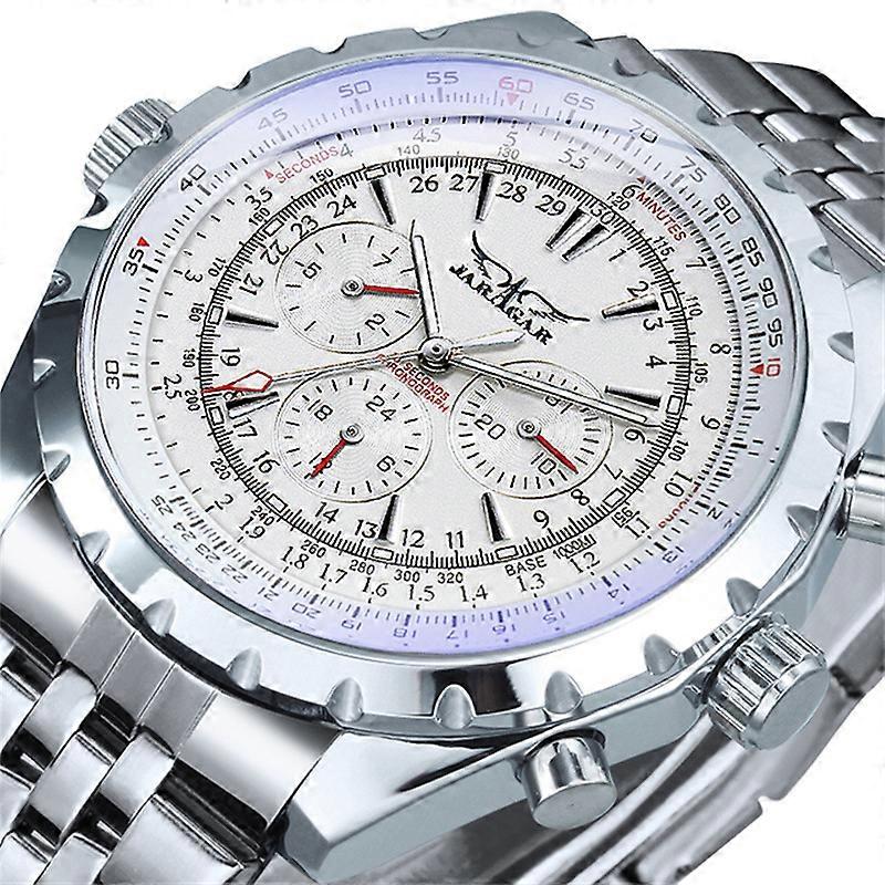 JARAGAR Men Automatic Mechanical Hollowing Dial Chronograph Luminous Multifunctional watch