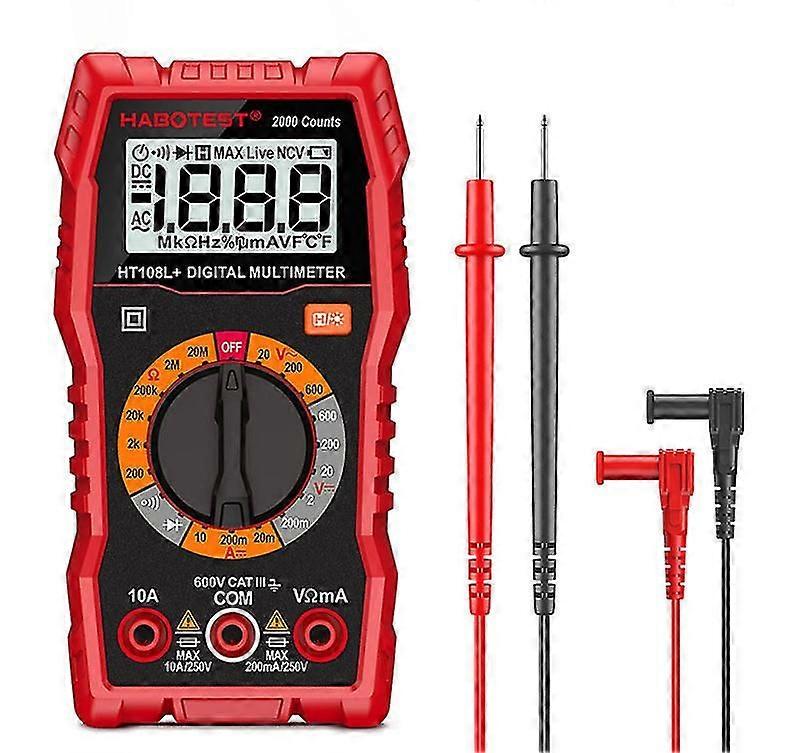 Digital Multimeter, Digital Multimeter, 2000 Count Multifunction Voltmeter, Electrical Tester, Ohmmeter, Measures Ac/dc Voltage, Dc Current, Resistanc