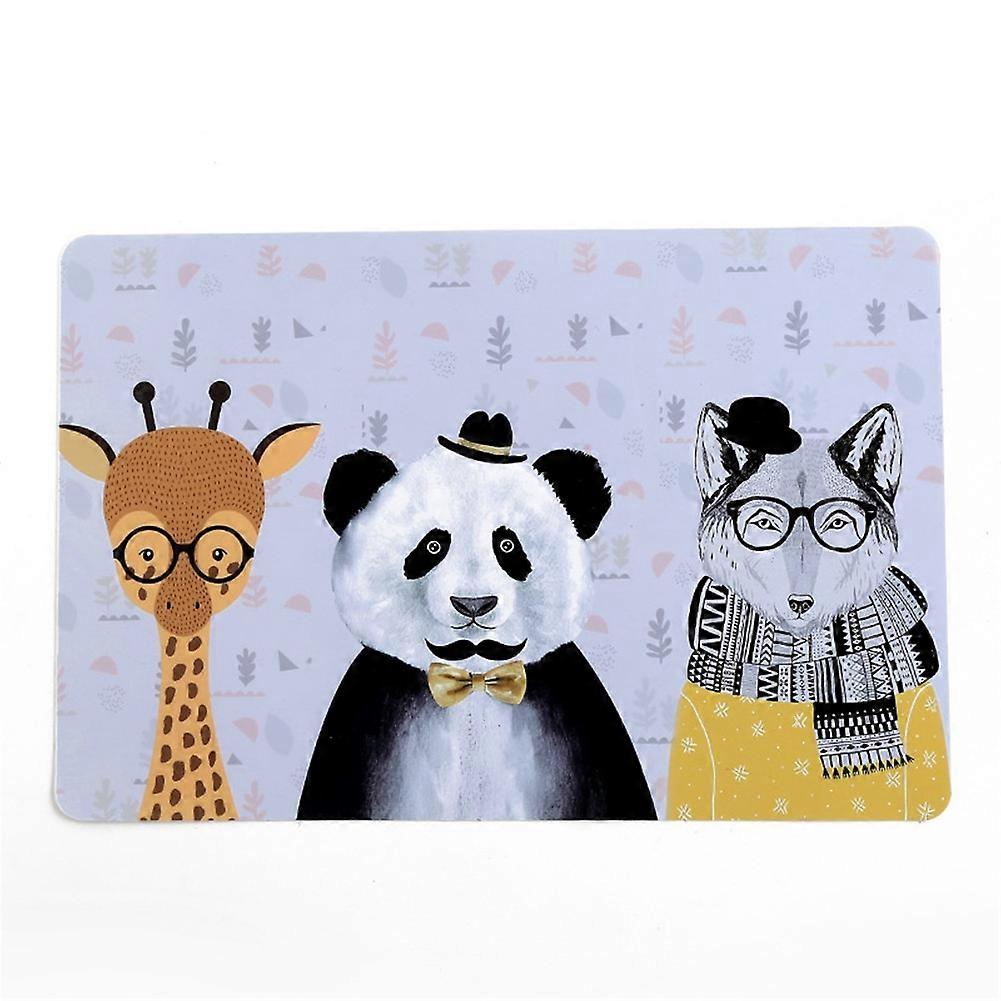 1Pc Square Placemat PP Heat Resistant Multi pattern Tableware Mat for Home Kitchen(Animals)