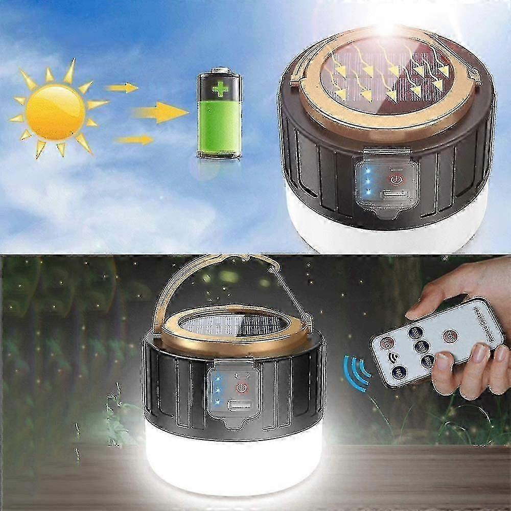 Solar Led Camping Lantern Rechargeable, Emergency Lantern - Remote Control Flashlight Tent