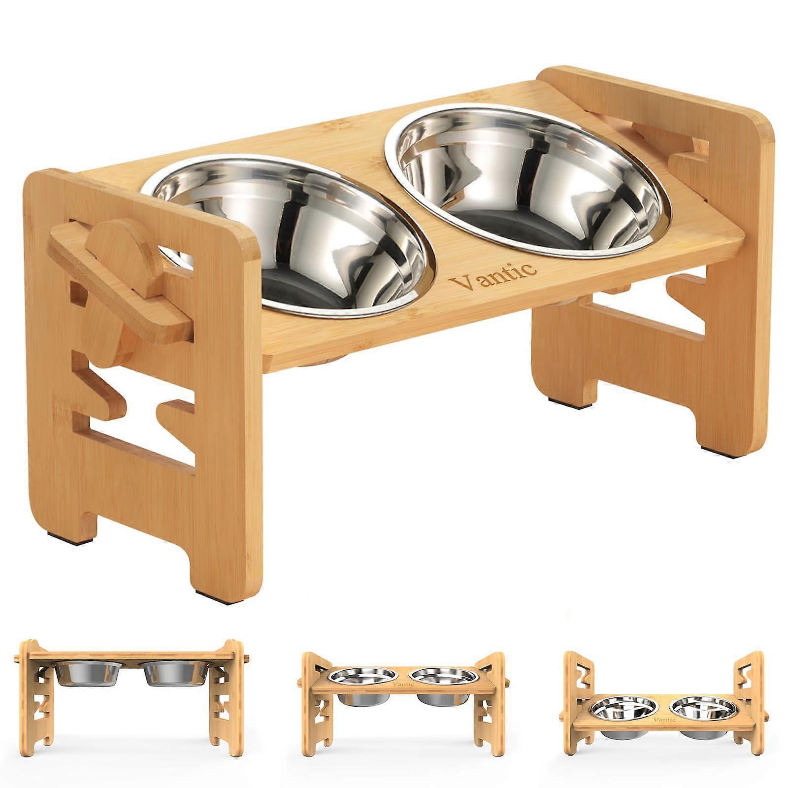 Adjustable Sturdy Natural Elevated Bowls Dog for Small Puppy