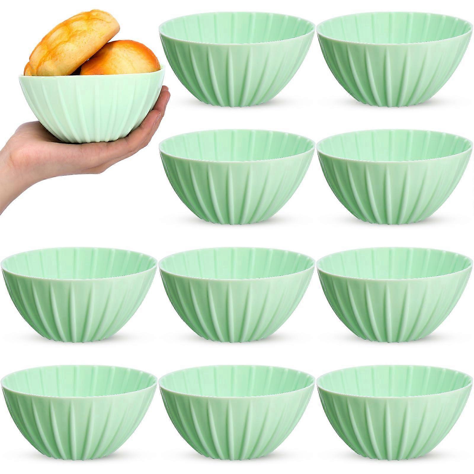 5 Inch Silicone Mini Banneton Bread Proofing Basket Set of 10, Collapsible Round Sourdough Baking Baskets in Green