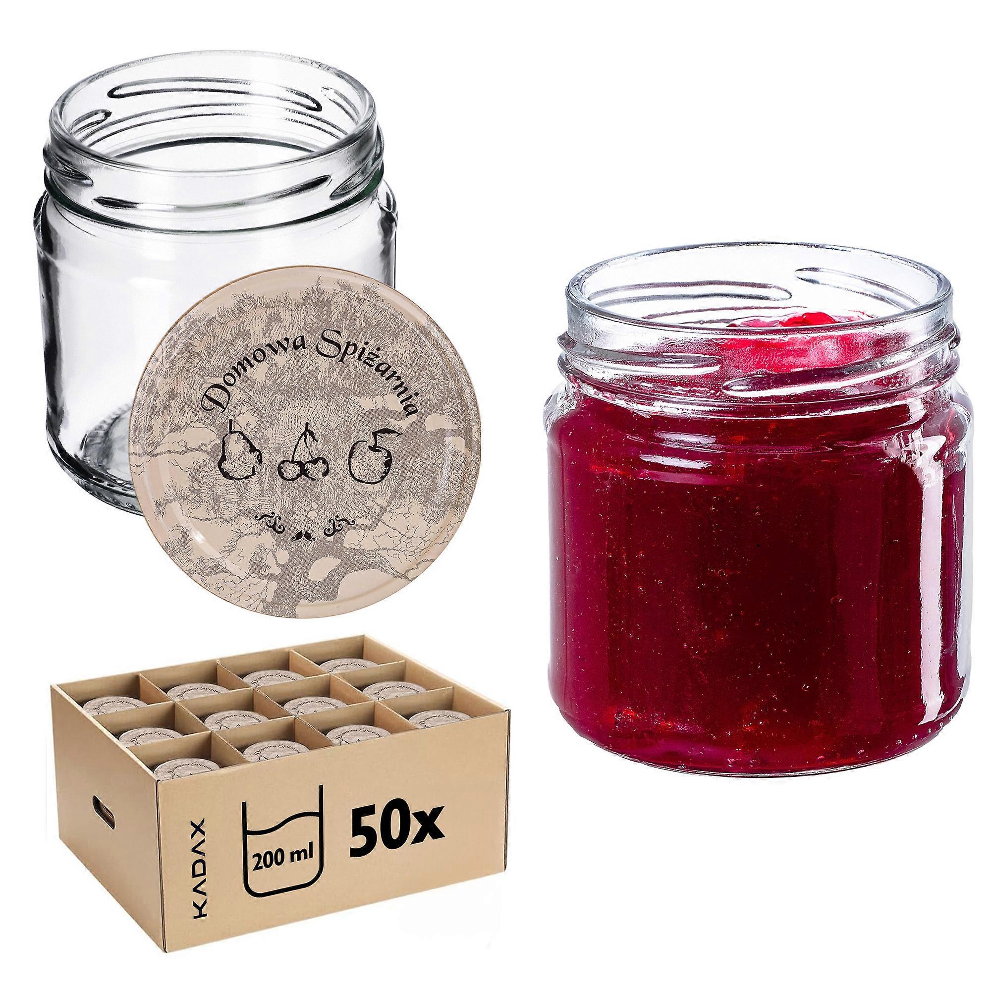 KADAX Słój Klara 200ml pakiet 50szt + wieczko Domowa spiżarnia