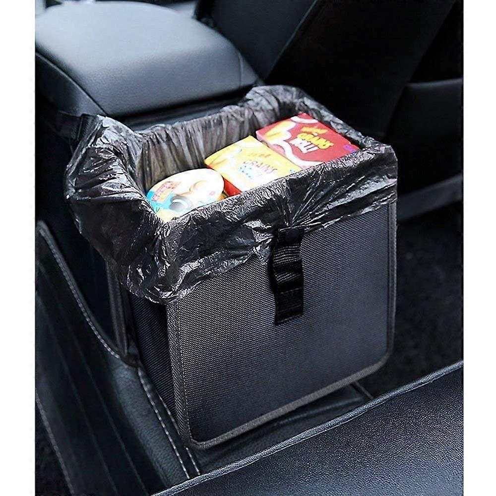 Foldable Hanging Car Trash Can - Waterproof Large Capacity Garbage Bag, Leakproof Storage Organizer for Camping, Black