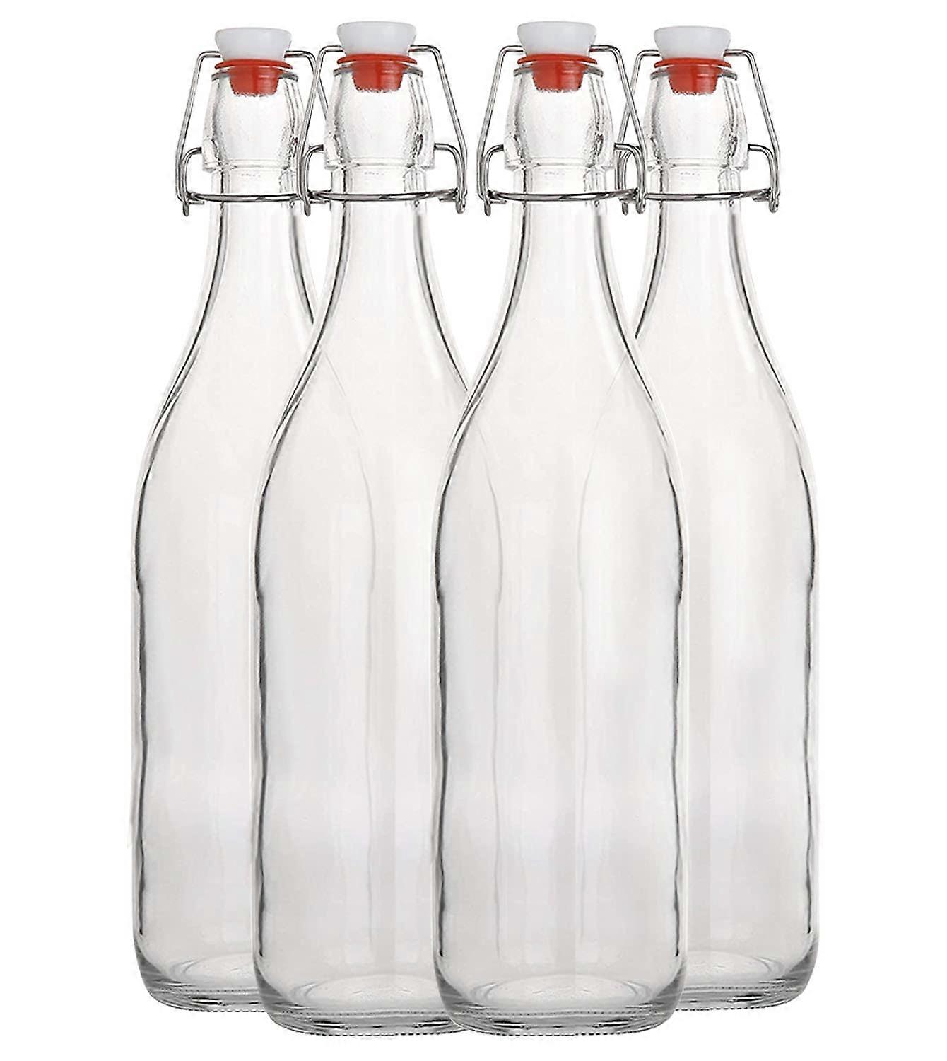 XZF Swing Top Clear Glass Bottles Brewing Bottles 1000ml 33 fl. oz. Flip Top Bottles Set of 4