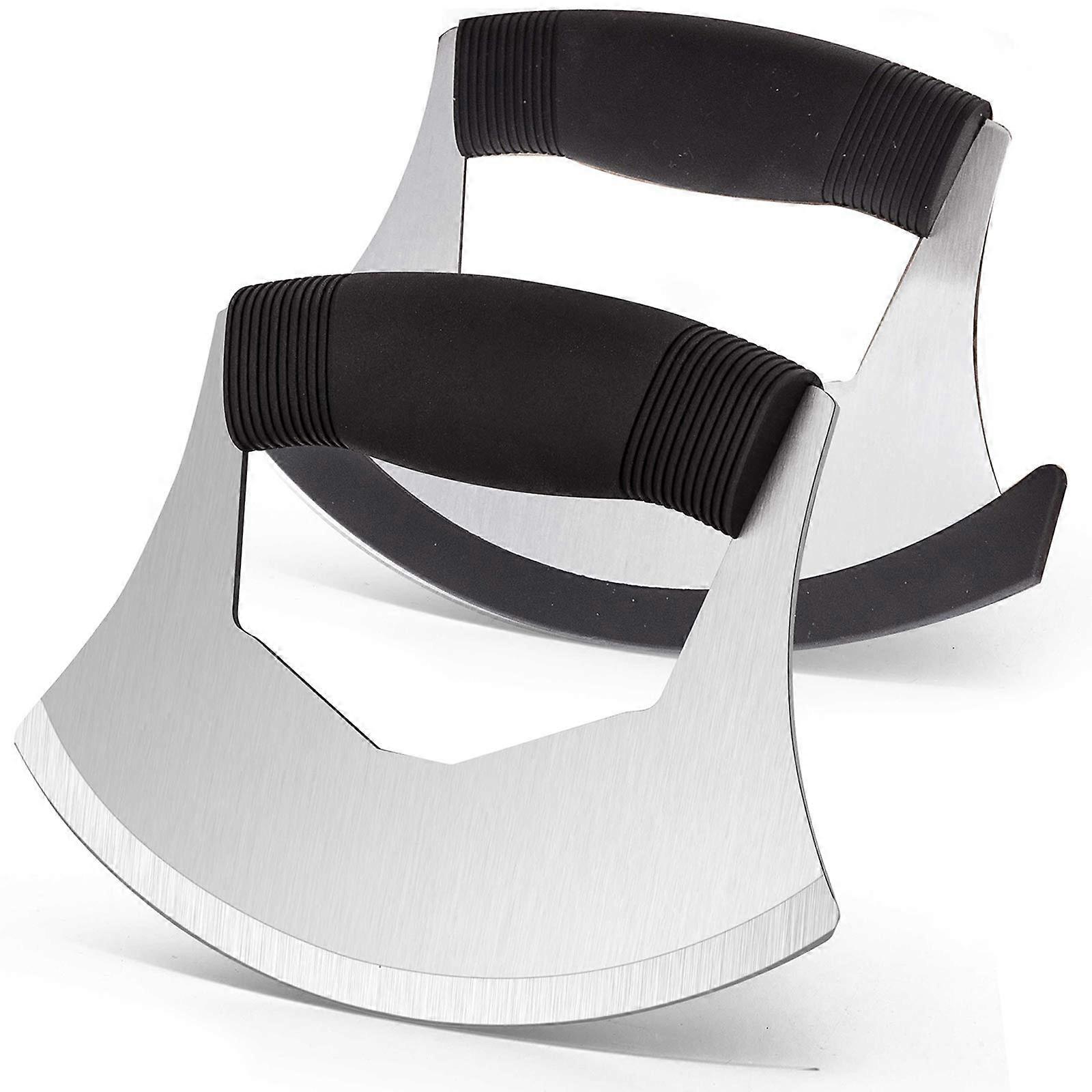 Pizza Cutter Set of 2, Stainless Steel Mezzala Salad Chopper with Sharp Blades and Lid, Dishwasher Safe