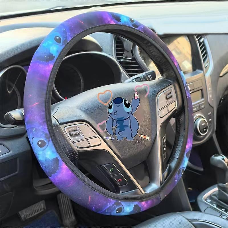 1 Piece Car Decoration 15 Inches Stitch Steering Wheel Protective Cover Non-slip Elastic Car Handle Sleeve Without Inner Ring