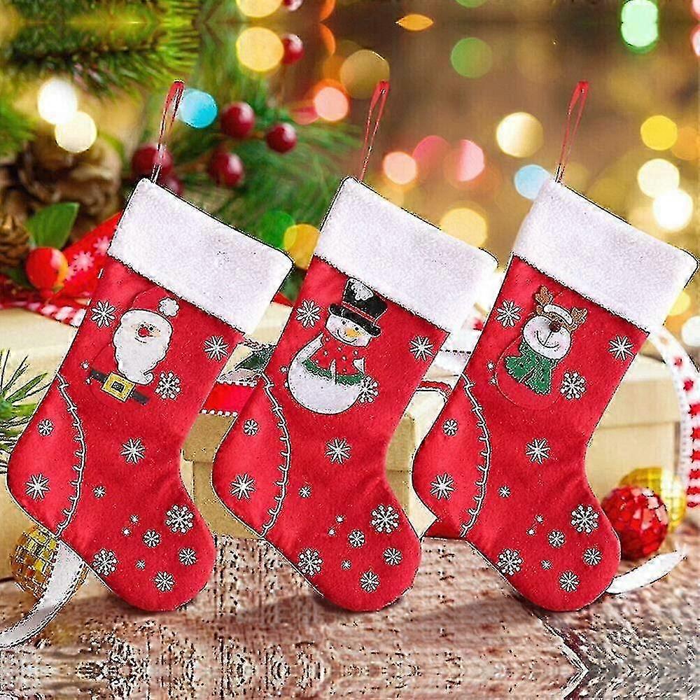 Bas de Noël 3 Pcs Santa Claus Candy Sock Bags 7.9 « x12.2 » Santa Claus Socks Plaid B
