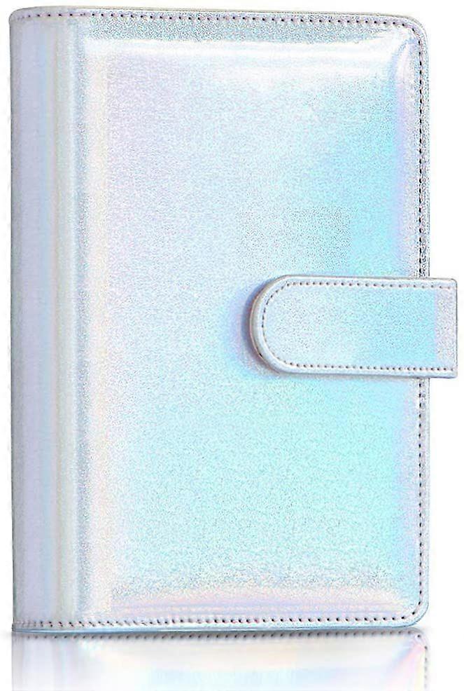 A6 PU Leather 6 Ring Notebook Binder with Magnetic Buckle Closure (Flash Silver)