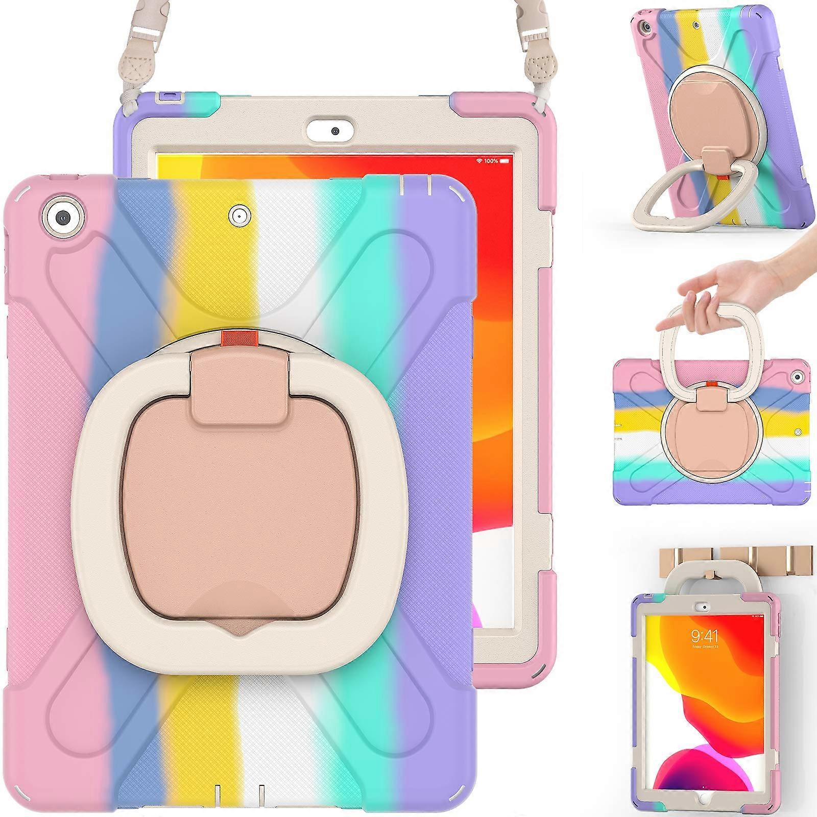 Kids Case for iPad 9th 8th 7th Generation 10.2 Inch, Shockproof Silicone with Screen Protector, Handle Grip, Kickstand, Pink