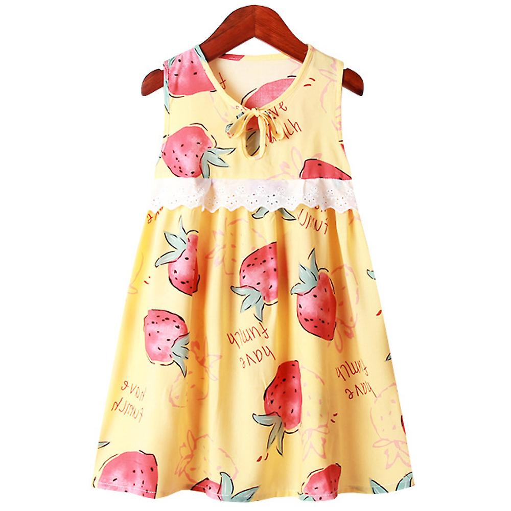 Çocuk Kızlar Sevimli Karikatür Baskı Kolsuz Tank Elbise Papyon A-line Elbiseler