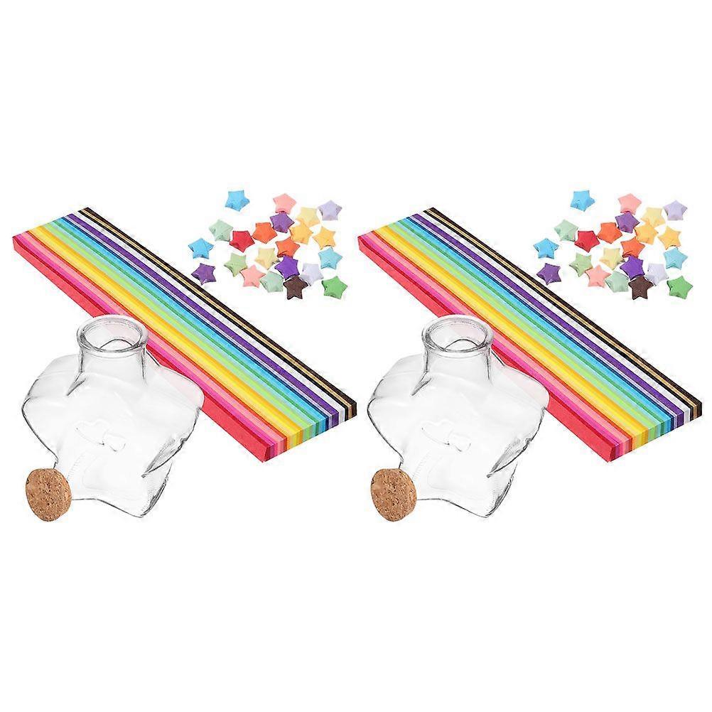 1 Set of Star Wishing Bottle With Origami Paper Empty Plastic Wishing Bottle DIY Supply
