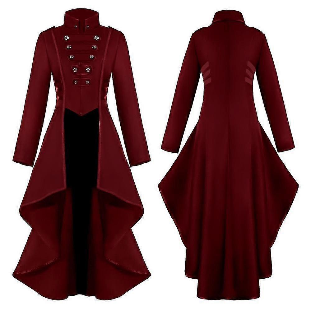 Retro Women Gothic Steampunk Button Corset Costume Coat Medieval Jacke -y