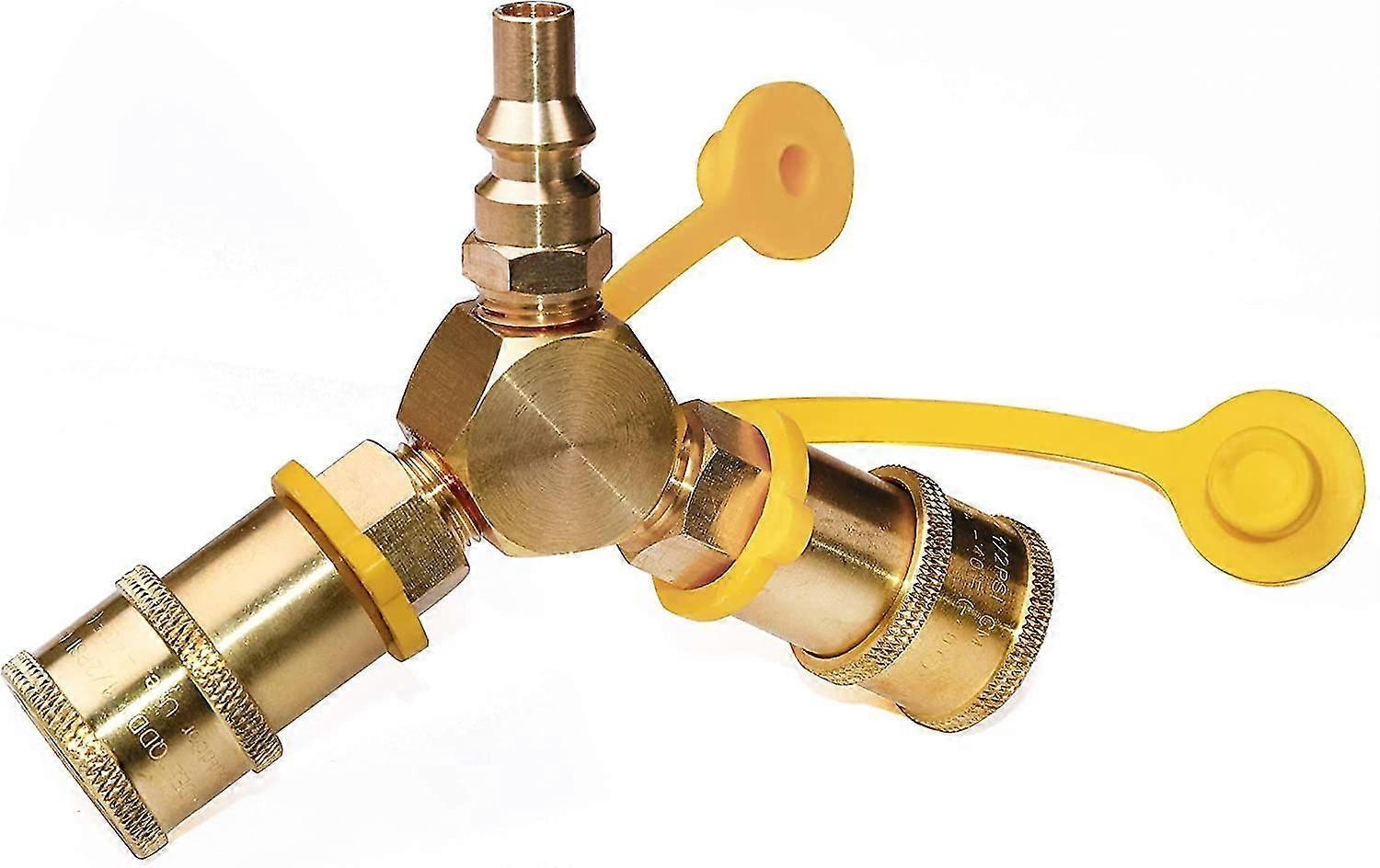 1/4'' Rv Propane Quick Connect Y Splitter Adapter 2 Way Lp Gas Adapter