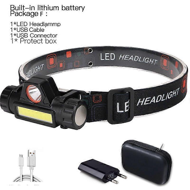 Waterproof COB LED Headlamp, USB Rechargeable Battery Powered, Ideal for Working or Fishing, with Magnet, 18650