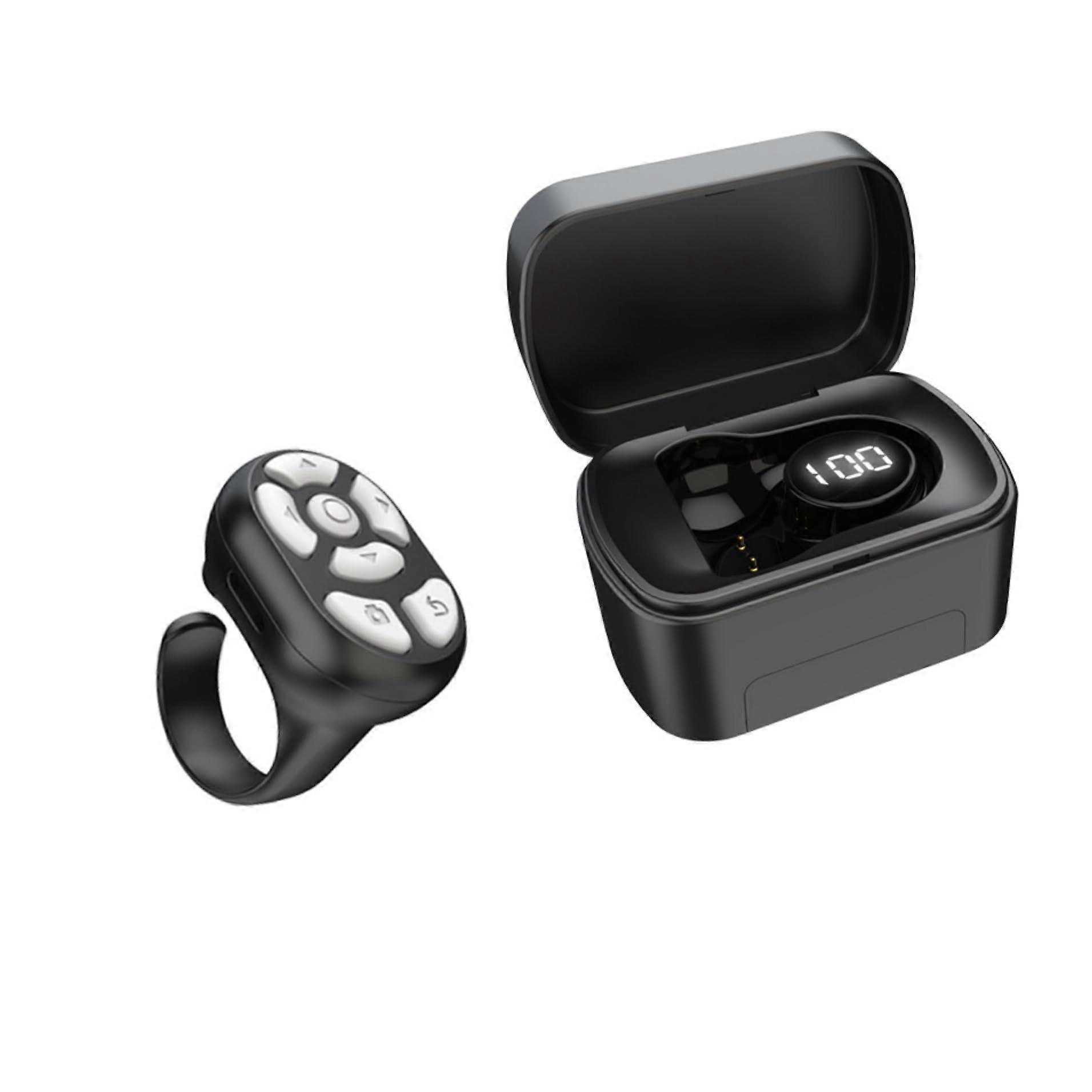 Bluetooth Scroller Ring Page Turner for Cell Phone Fingertip Controller Video Camera Remote Shutter Scrolling Ring with Charging Case