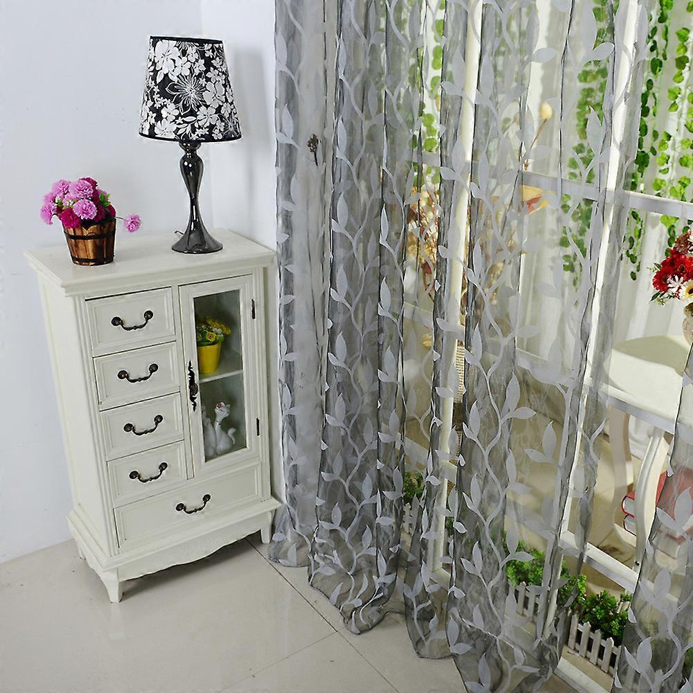 Leaf Sheer Curtain Window Voile Drape Valance 1 Panel Fabric pp549