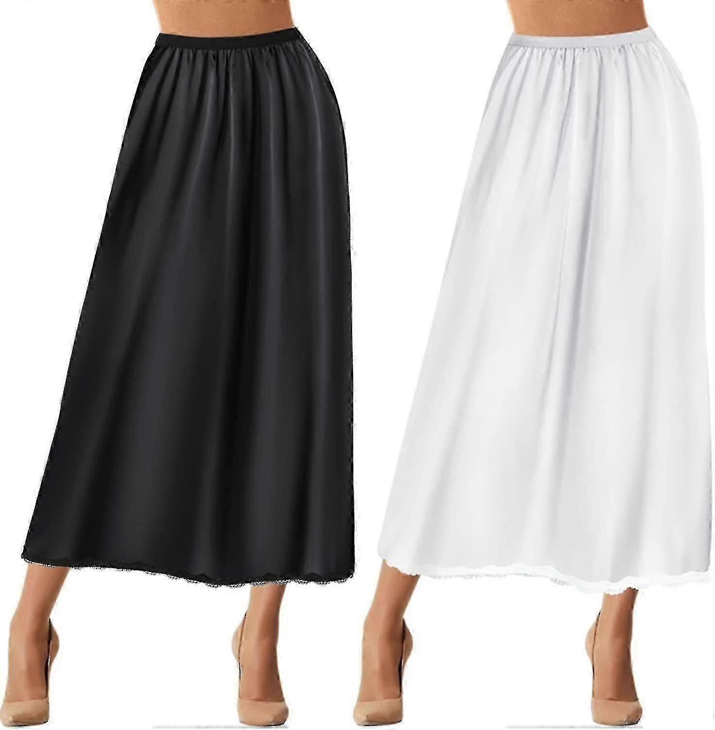 2023-2 Stykker Halv Slip Blonder Lang Underskørt Dame Satin Halv Slip Halv Slip Halv Slip Til Under Kjoler Slip-1