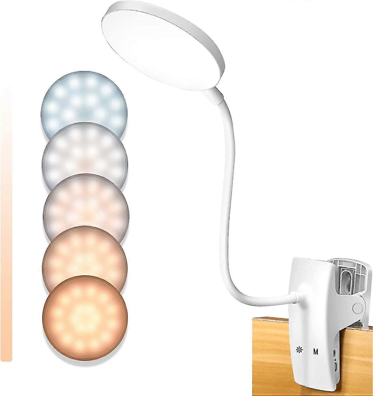 Rechargeable Clip-On Reading Lamp with 3 Brightness Levels & Touch Control - Eye Care LED Desk Light