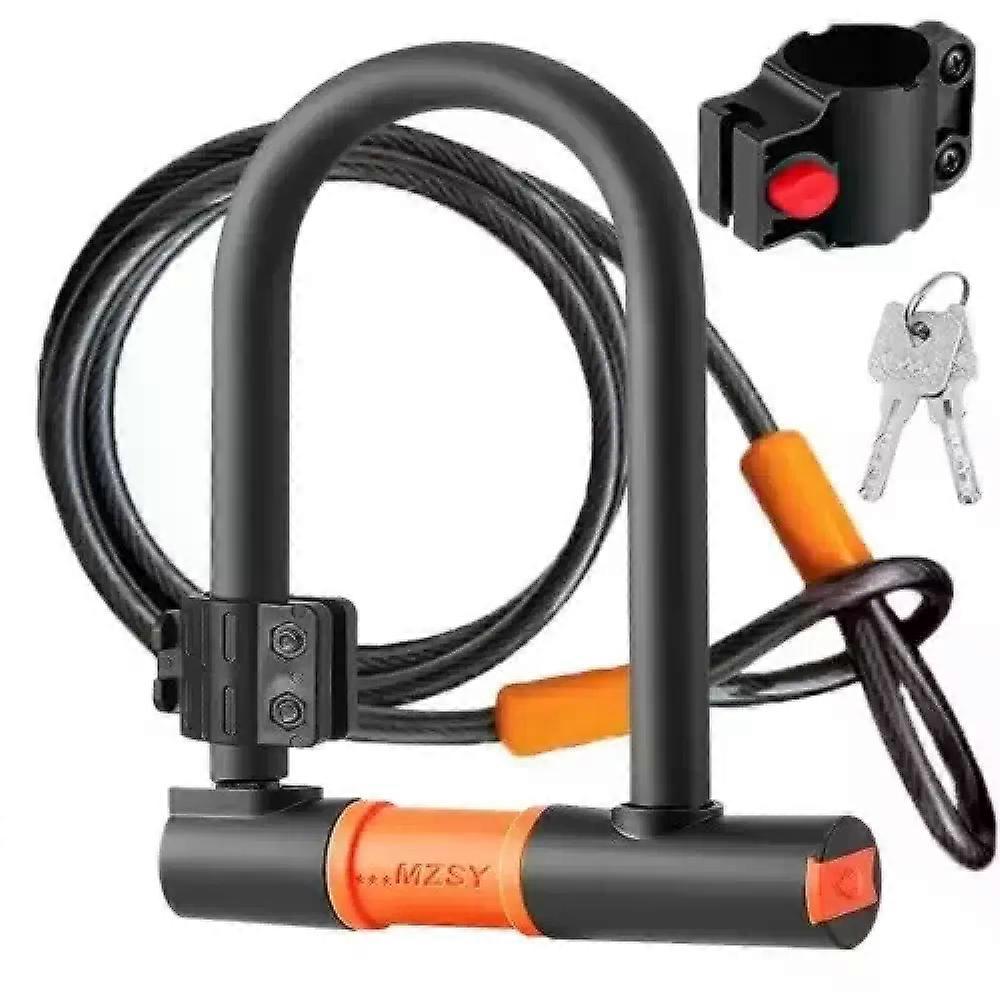 U Shaped Bike Lock With Two Keys Heavy Duty Cable With Bracket Bicycle D Lock