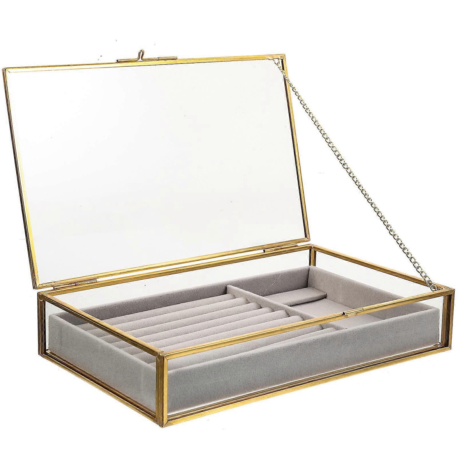 Trinket Organizer Box, Upscale Glass Design for Storing Valuables Securely