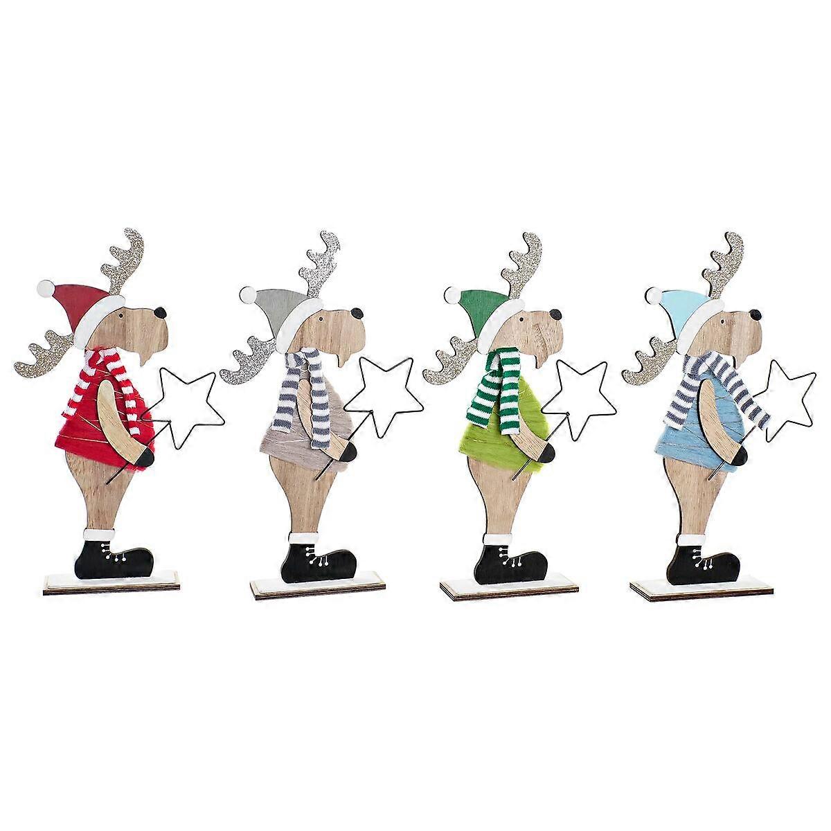 Weihnachtskugel DKD Wohnkultur Holz Polyester Rentiere (5 x 22 x 41 cm) (4 Stück)