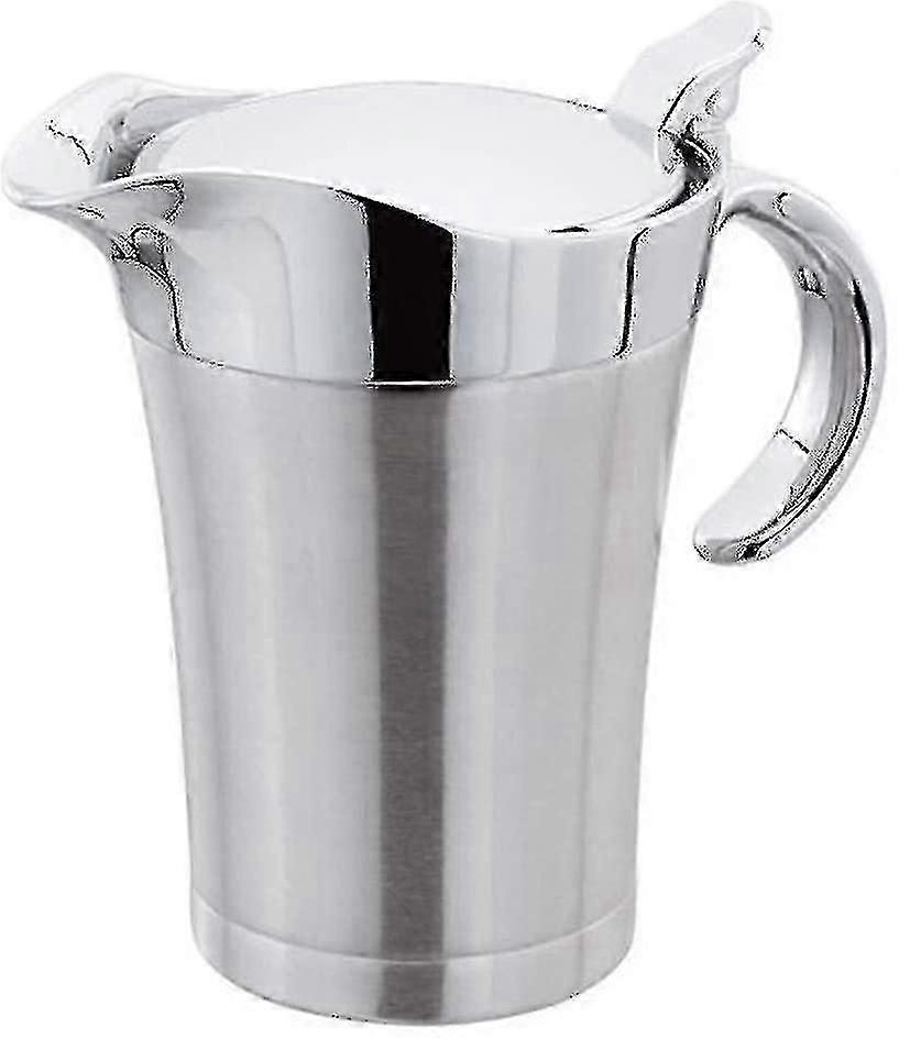 Qian Broiling Pans Gravy Boat Stainless Steel Gravy Boat Sauce Jug Double Wall Insulated Gravy Jug Lid