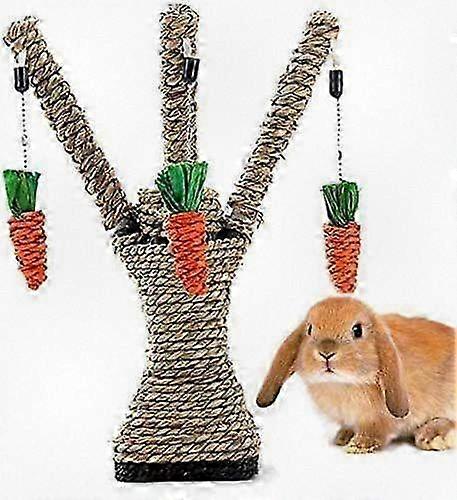 Small Animal Climbing Tree and Play Carrot Toy with Rattan Grass Scratcher �C Fun Chew Toy for Pet Rabbits