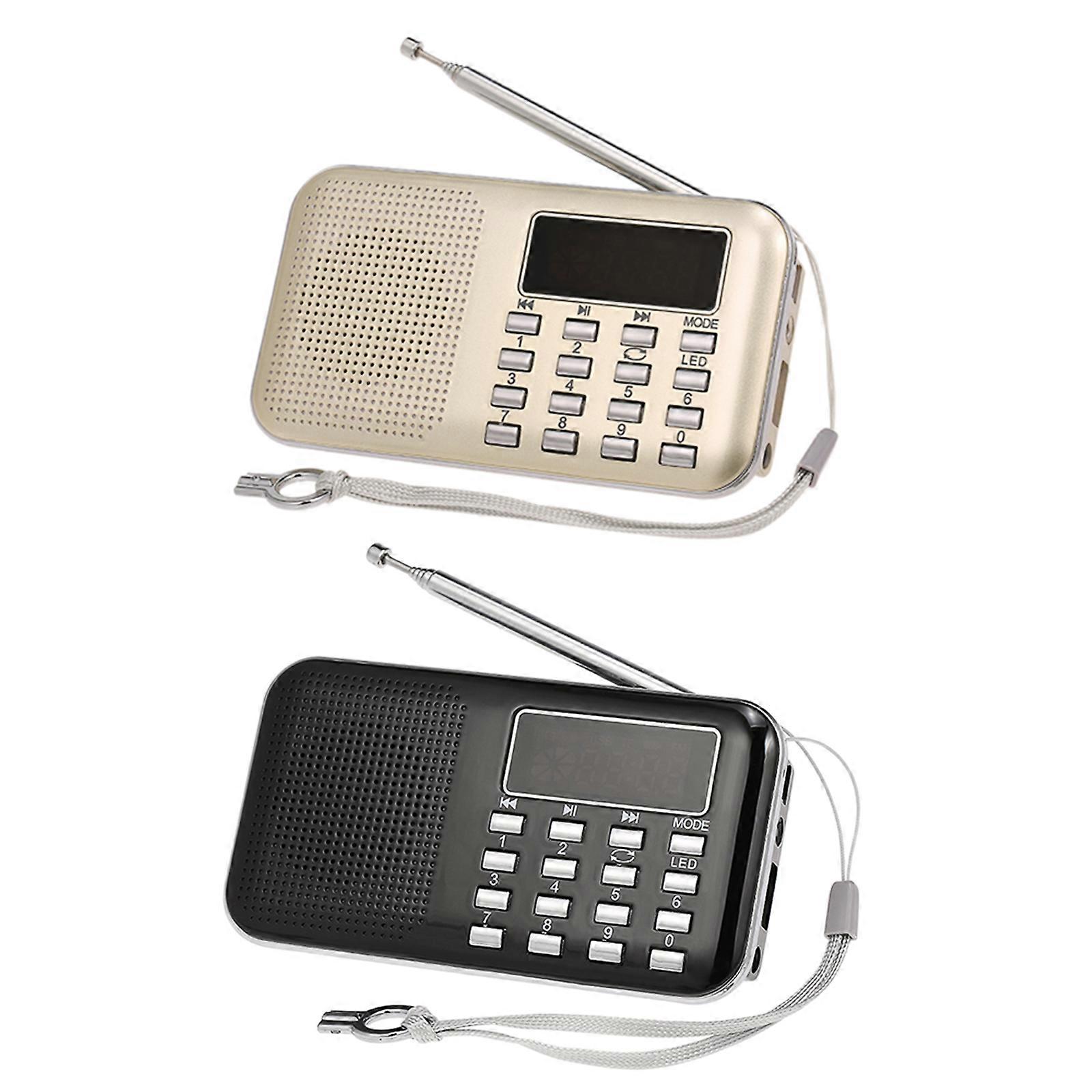 Portable FM Radio 2 Inch Display Rechargeable Pocket MP3 Player 3W Stereo Speaker with LED Flashlight