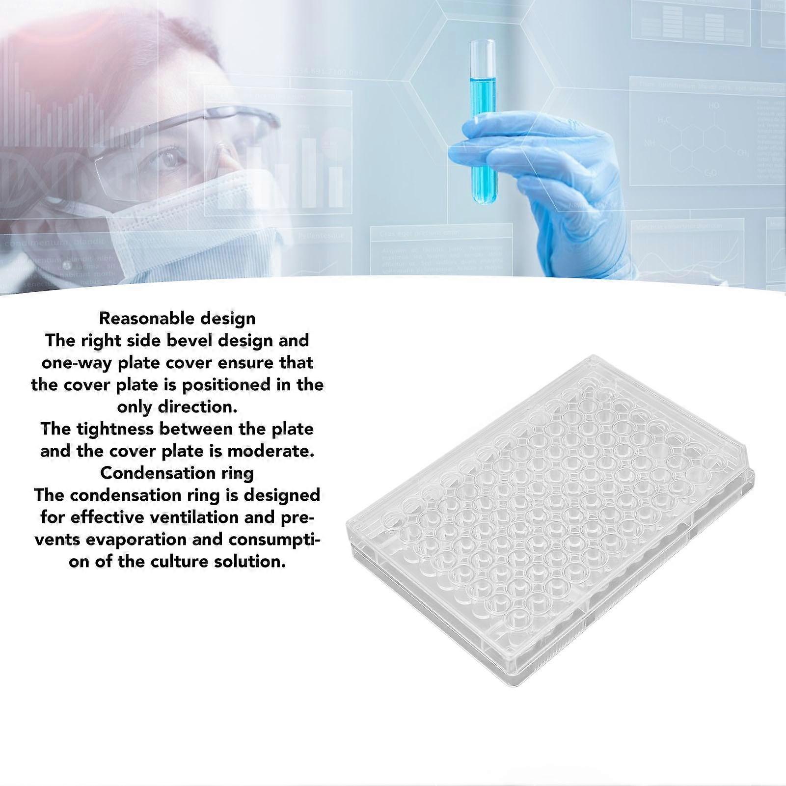 Piastra Per Coltura Cellulare 96 Pozzetti – Polistirene Trasparente, Fondo A V, Con Coperchio, Per Laboratorio E Biologia