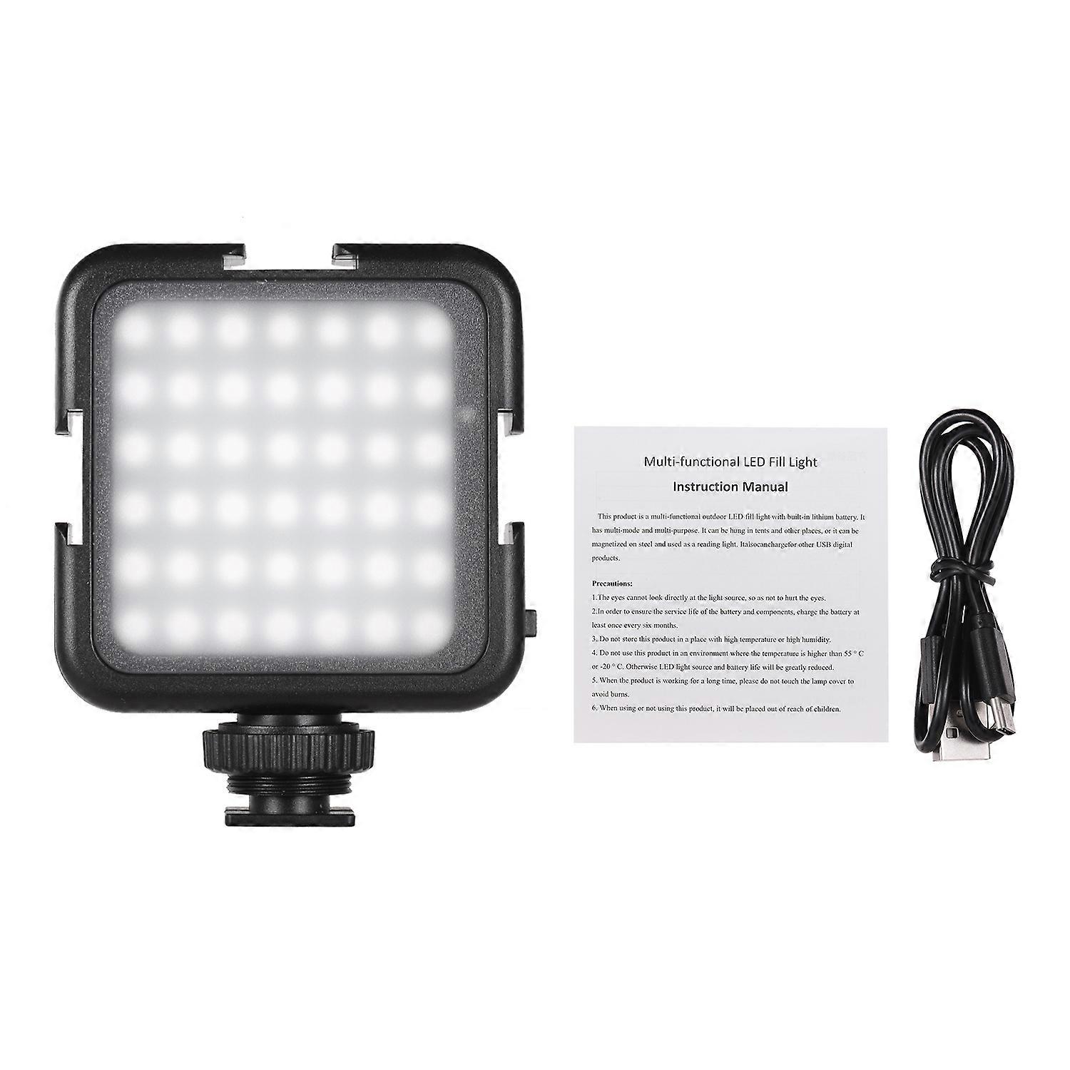 Andoer Portable LED Camera Video Light - Adjustable Brightness, Built-in Battery, 6000K
